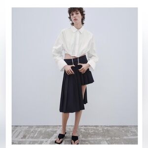 Zara ASYMMETRIC BOX PLEAT SKIRT NWT